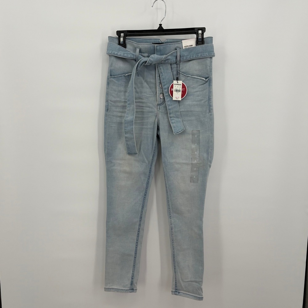 Express Denim Perfect Super High Rise Cropped Legging Jeans Light Wash Sz 4 NWT